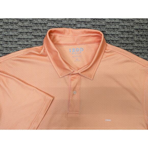 IZOD Golf Men’s Polo Shirt Large Orange Short Sleeve Performance Stretch - Picture 4 of 8